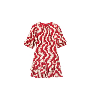 Mint Velvet Red Wavy Print Mini Dress